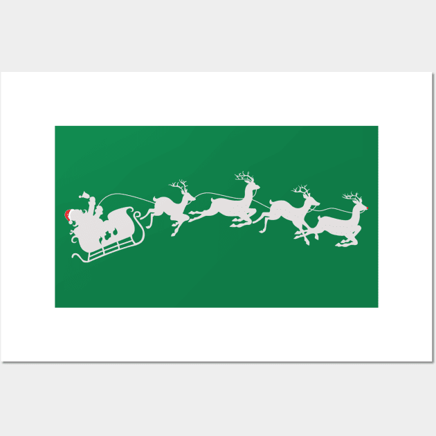 Santa Clause Sleigh And Reindeer Wall Art by ckandrus